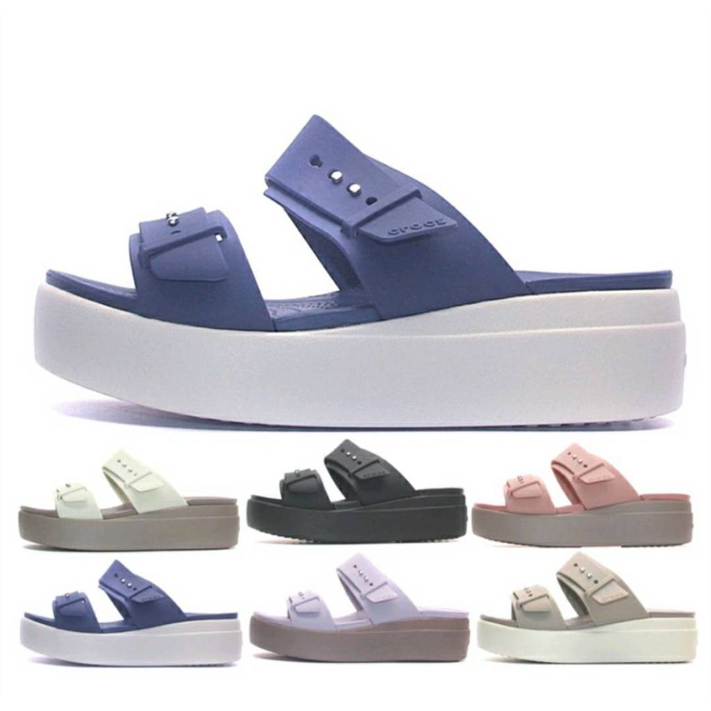 Crocs Brooklyn Mid Weidge Sandal รองเท้าแตะผู้หญิ่ง สีสวย น้ำหนักเบาพื้นนี่มใส่สบายทันสมัย ส้นสูง 2.7"=5cm พร้มส่งในไทย