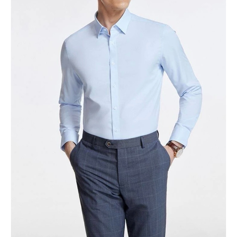 G2000 เสื้อเชิ้ตผู้ชายแขนยาวผู้ชายสีฟ้า สำหรับใส่ทำงานเป็นทางการ ทรง Smart Fit