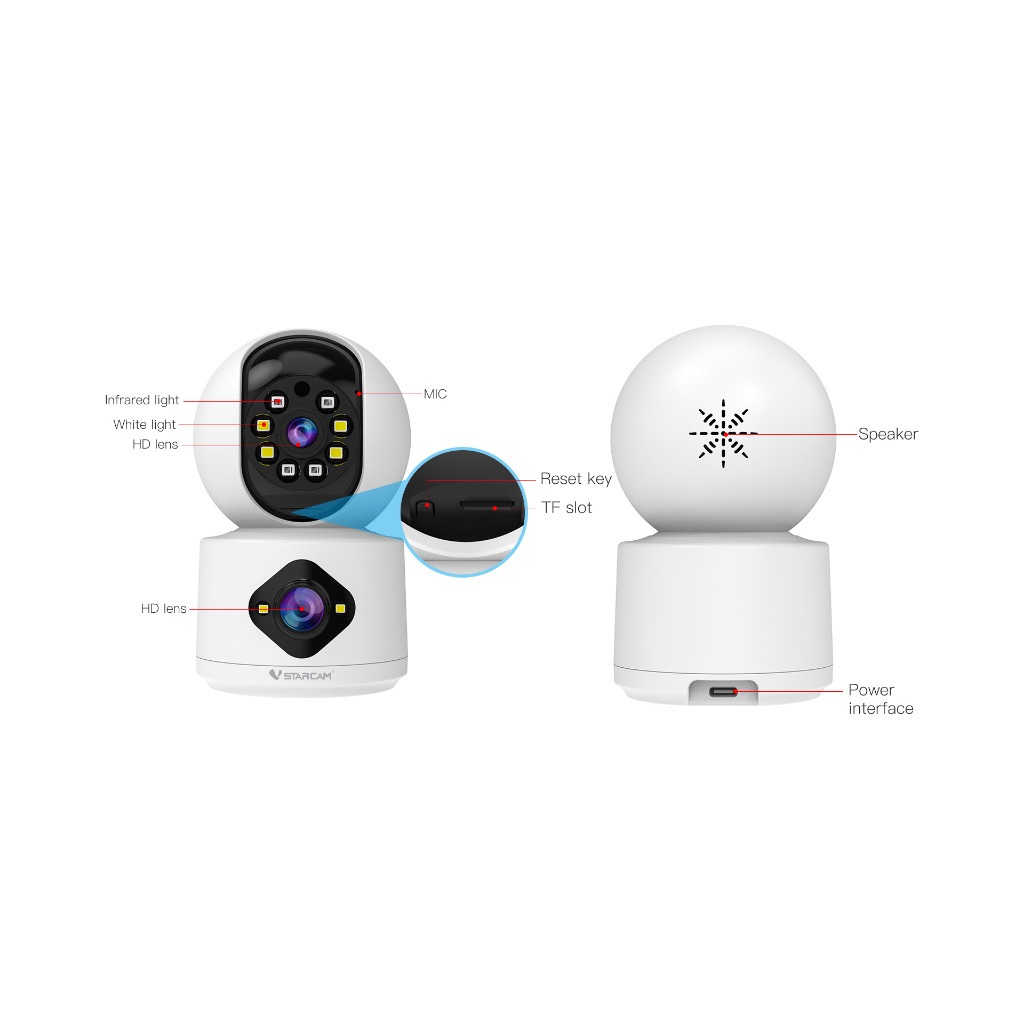 Vstarcam C992DR(เลนส์คู่) ใหม่2023 กล้องวงจรปิดไร้สาย ความละเอียด 2MP indoor มีAI+ คนตรวจจับสัญญาณเตือน