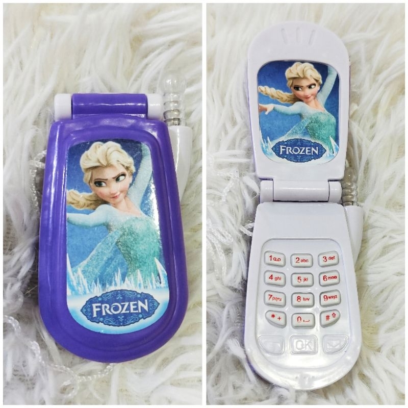 พร้อมส่ง ใน โทรศัพท์เด็กเล่นมีเสียงมีไฟเอลซ่าแถมถ่านฟรี