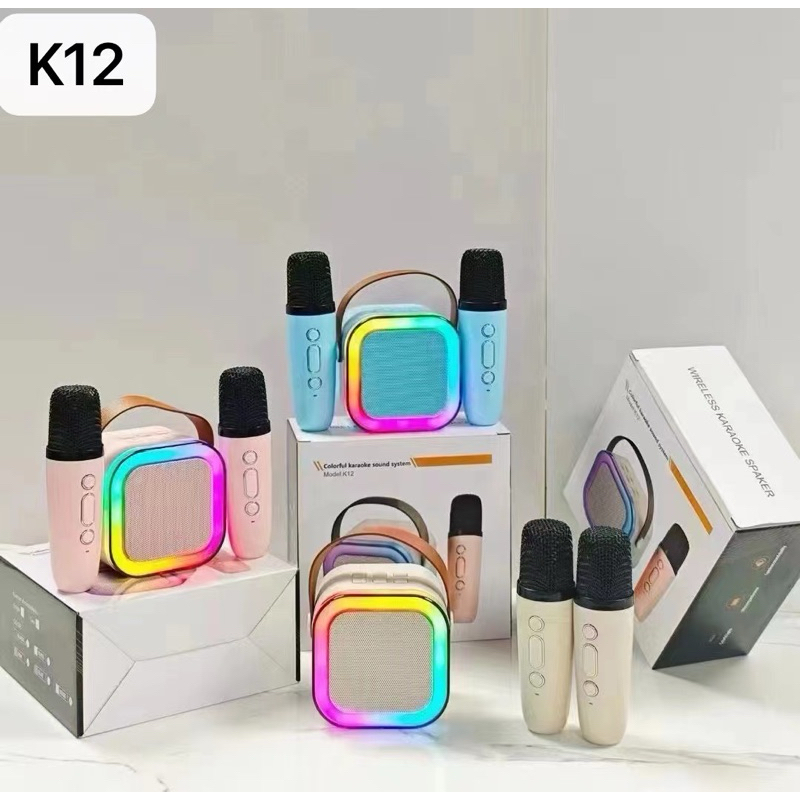 ใหม่ K12กับY1ลำโพงบลูทูธ ไมโครโฟน RGB มินิ แบบพกพา ร้องคาราโอเกะไร้สายกลางแจ้งขนาดเล็ก ส่งเร็ว ส่งไว