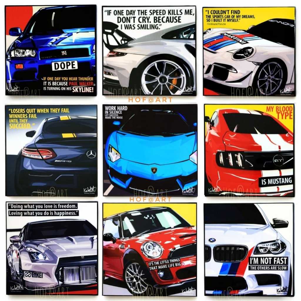 รูปภาพ รถ แต่งบ้าน Porsche BMW Benz Mustang Nissan GTR Car ปอร์เช่ รูปภาพ​ติดผนัง pop art กรอบรูป Supercar รถสปอร์ต
