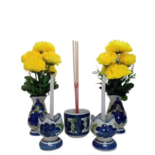 ชุดแจกัน บูชาพระ แจกัน4นิ้ว กระถางธูป เชิงเทียนบัว