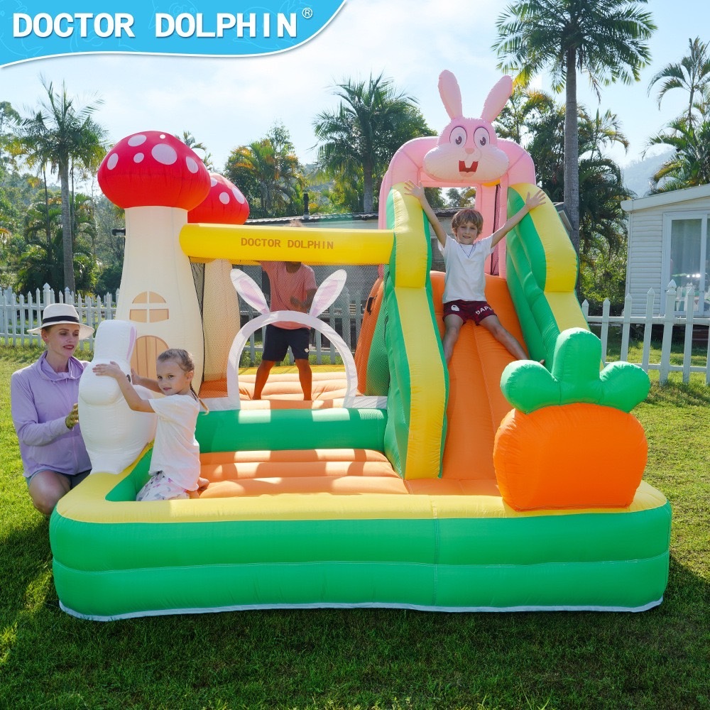 บ้านลมเด็ก (ฟรีปลั๊มลม) บ้านเป่าลม ปราสาทเป่าลมสำหรับเด็กรูปกระต่าย 315*270*250 ซม สไลเดอร์เป่าลม บ้านลมเด็ก