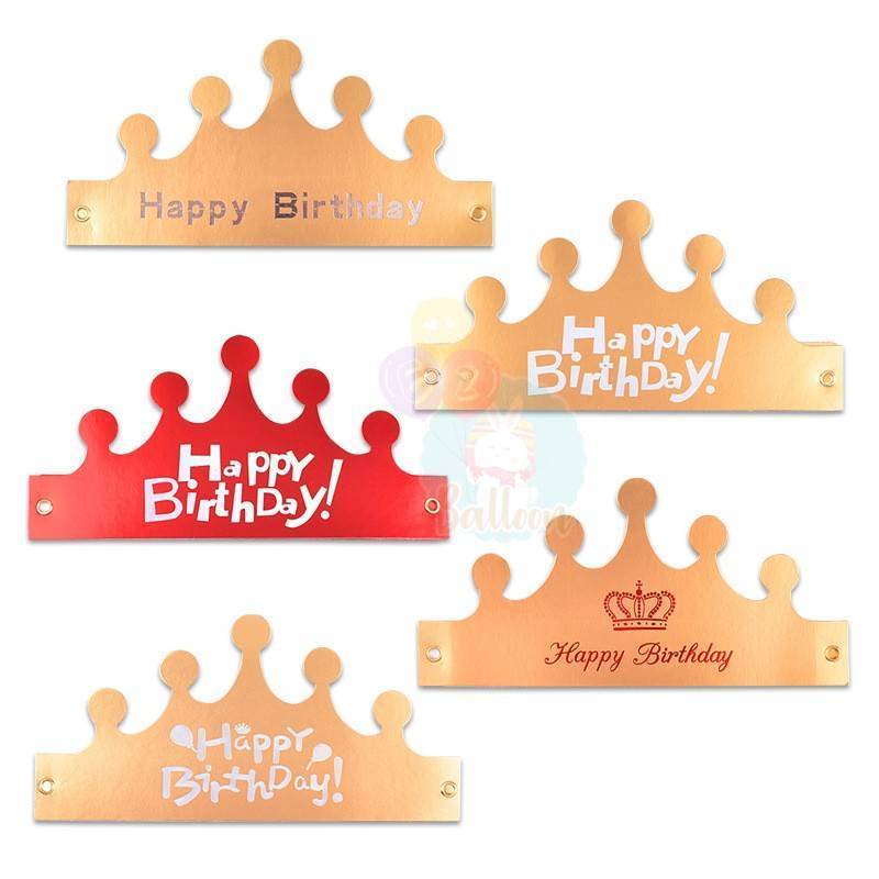 (ส่งจากไทย) มงกุฎกระดาษสีทอง HAPPY BIRTHDAY มงกุฎปาร์ตี้ ใส่ได้ทั้งเด็กและผู้ใหญ่ (GP)