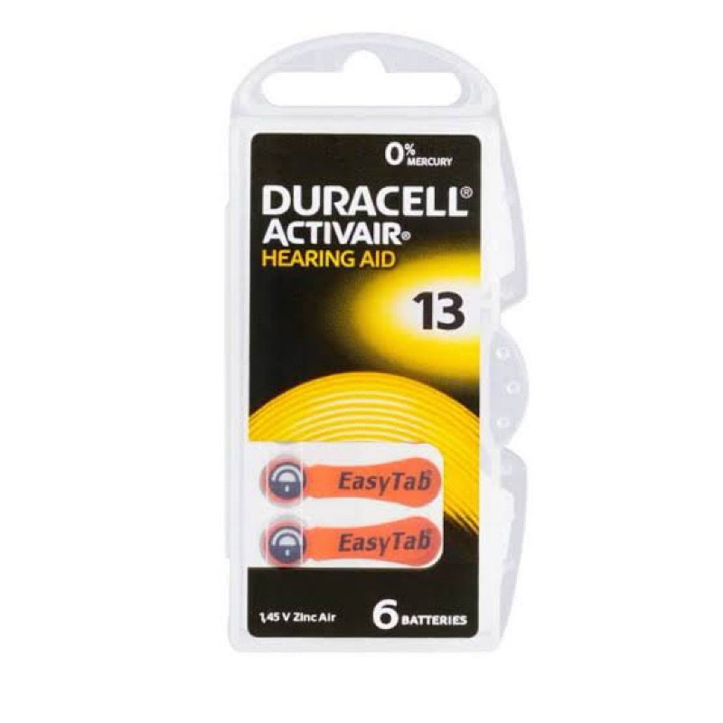 ถ่านเครื่องช่วยฟัง Duracell เบอร์ 13  แผงละ 6, 8ก้อน ผลิตในเยอรมัน exp 02/2029
