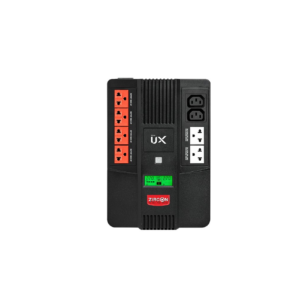 UX 1000VA/550W ZIRCON เปลี่ยนแบตเองได้ง่าย/สำหรับคอม/กล้องCCTV สินค้ามือหนึ่งประกัน2ปี ONSITE
