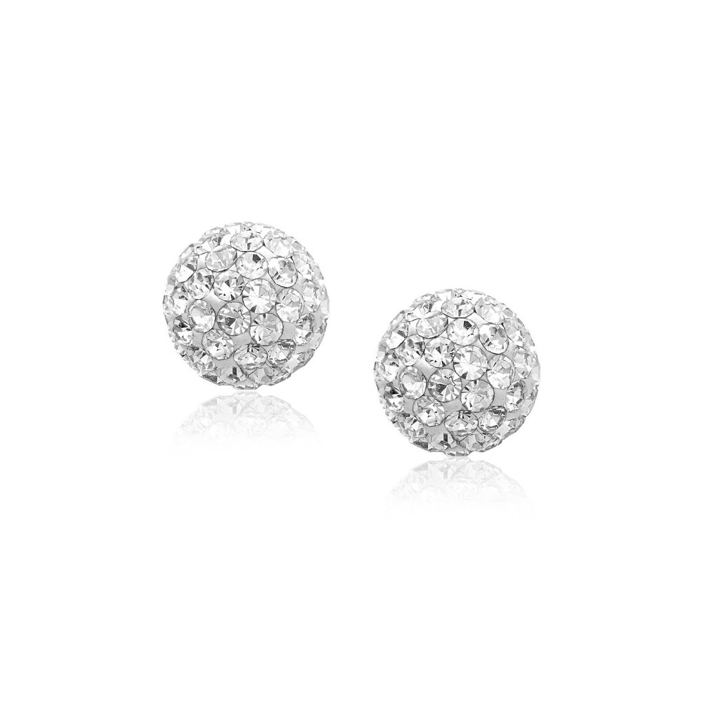 Nathalias NY ต่างหูทอง 14k คริสตัลบอล Crystal Ball Stud Earrings in 14k Yellow Gold | ไม่ชุบ ไม่ลอก ทองเค เสริมดวง สายมู