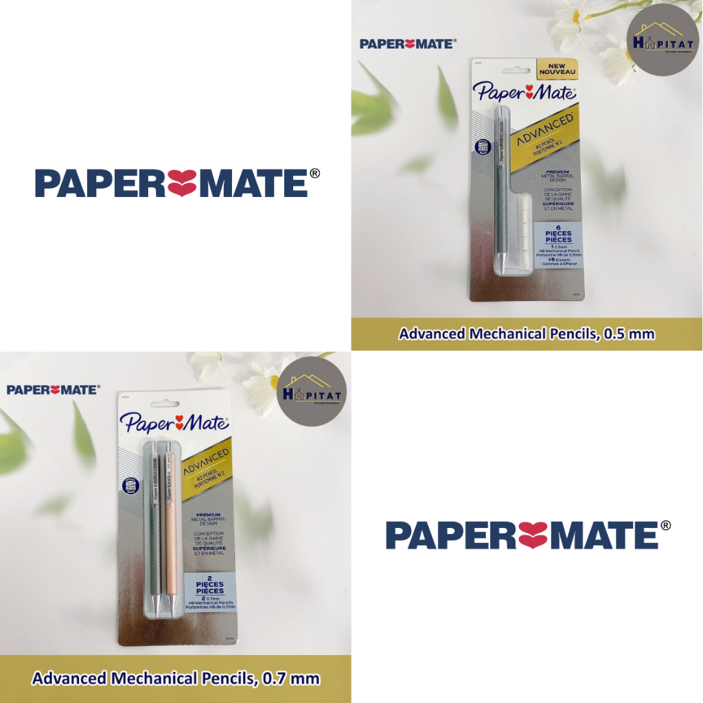 {Paper Mate®} Advanced Mechanical Pencils, 0.5 mm, 0.7 mm อุปกรณ์เครื่องเขียน ดินสอกด