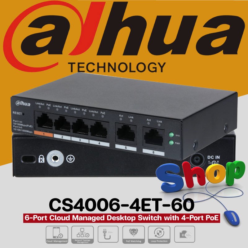 Dahua CS4006-4ET-60 6-Port Cloud Managed Desktop Switch with 4-Port PoE