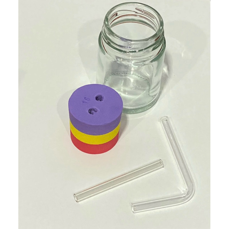 ชุดขวดแก้วพร้อมจุกโฟม หลอดแก้วนำก๊าซ หลอดแก้วข้องอ