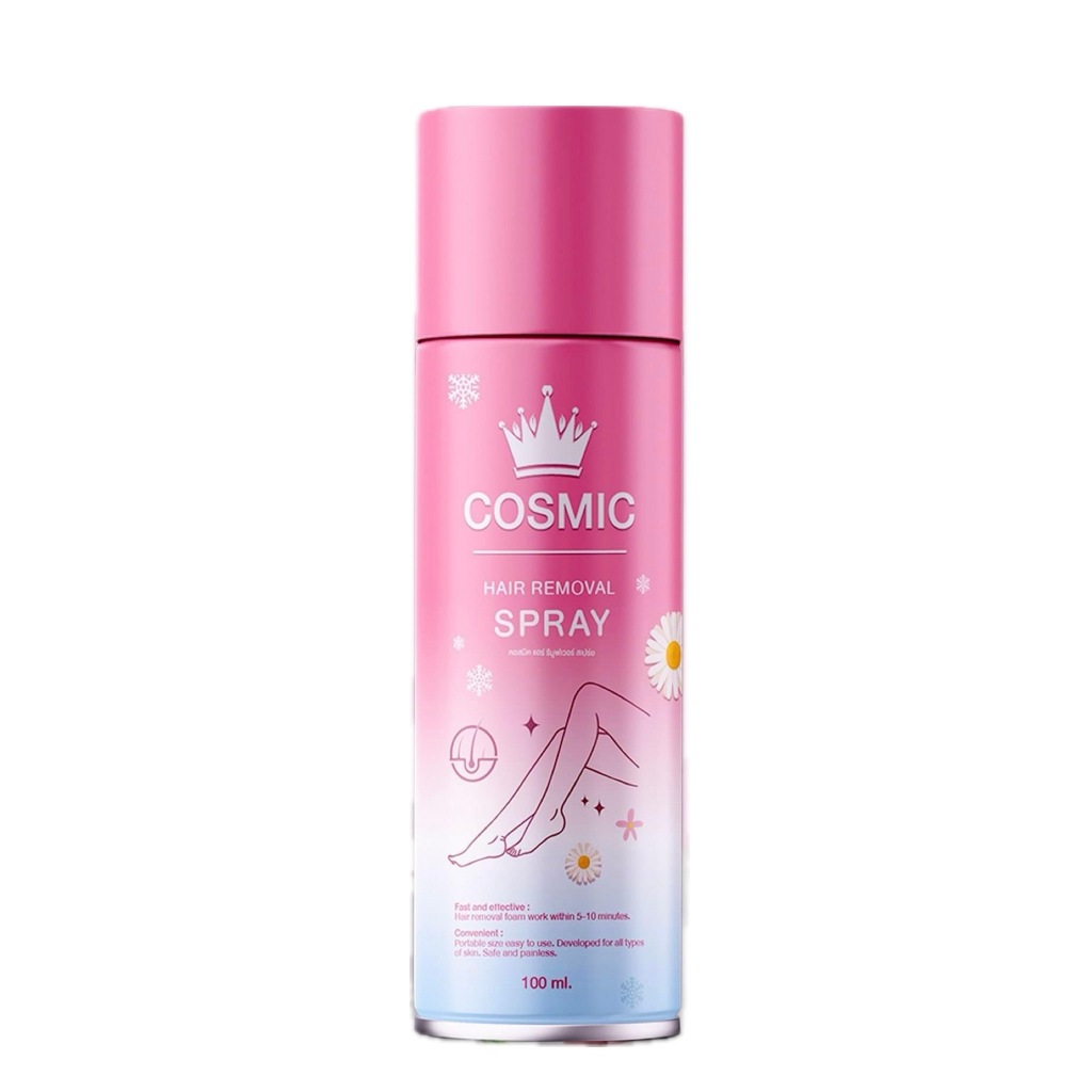 COSMIC HAIR REMOVAL SPRA มูสเทพกำจัดขนคอสมิค (ขนเกลี้ยง ผิวเนียน ไม่ทิ้งตอ) ขนาด 100 ml.