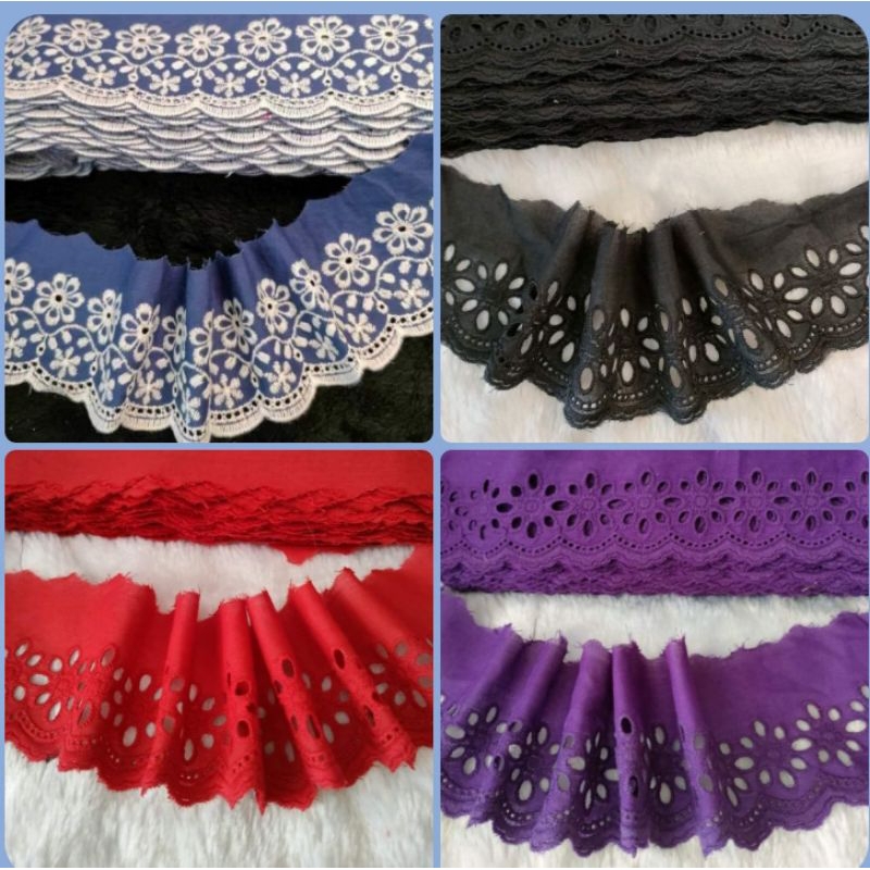 ลูกไม้ผ้าคอตตอนขนาด 3 นิ้วเมตรละ 35 บาท