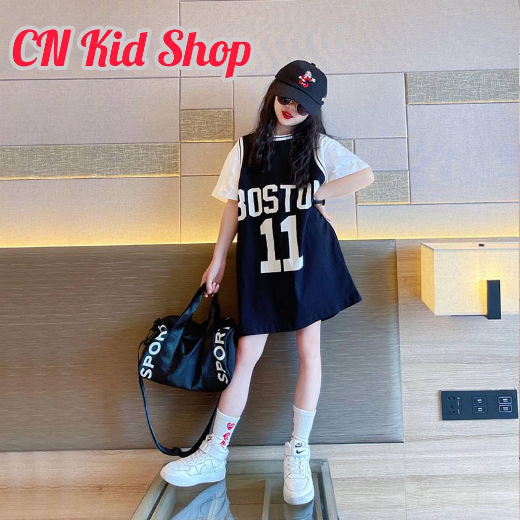 (พร้อมส่ง) ชุดเดรสสีดำขาวสไตล์เกาหลี เนื้อผ้าคอตตอนใส่สบาย สำหรับเด็กผู้หญิง