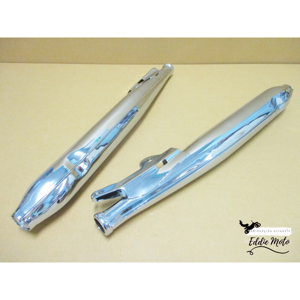 EXHAUST MUFFLER SET PAIR &amp; GASKET &amp; DIFFUSER Fit For HONDA BENLY C92 C95 CA92 CA95 // ท่อไอเสีย ท่อคู่ เหล็กชุบโครเมี่ยม