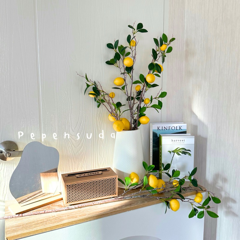 [พร้อมส่ง]🍋ก้านเลม่อน🍋สูง 90 ซม. ลูกใหญ่เยอะจุกๆ มินิมอลสุดๆ💕ก้านผลไม้ปลอม ตกแต่งบ้าน