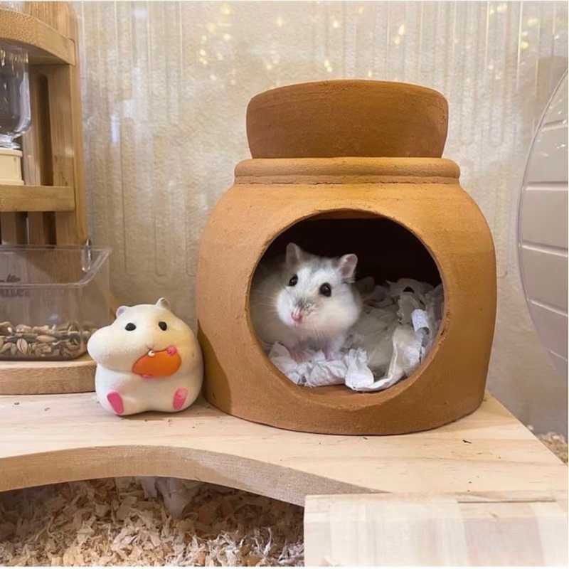 บ้านแอร์ดินเผาคลายร้อน พร้อมถ้วยใส่น้ำ หนูแฮมเตอร์ เม่น เต่า ชูก้า งู แกสบี้ กระรอก รับประกันแตก