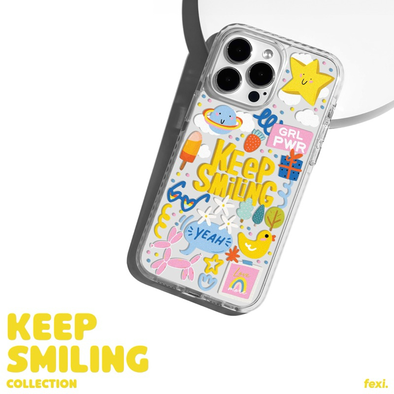 เคสไอโฟน ((สั่งทำชื่อได้)) “ Keep Smiling “ iPhone Case for 12 - 16 series & Samsung S24 series.