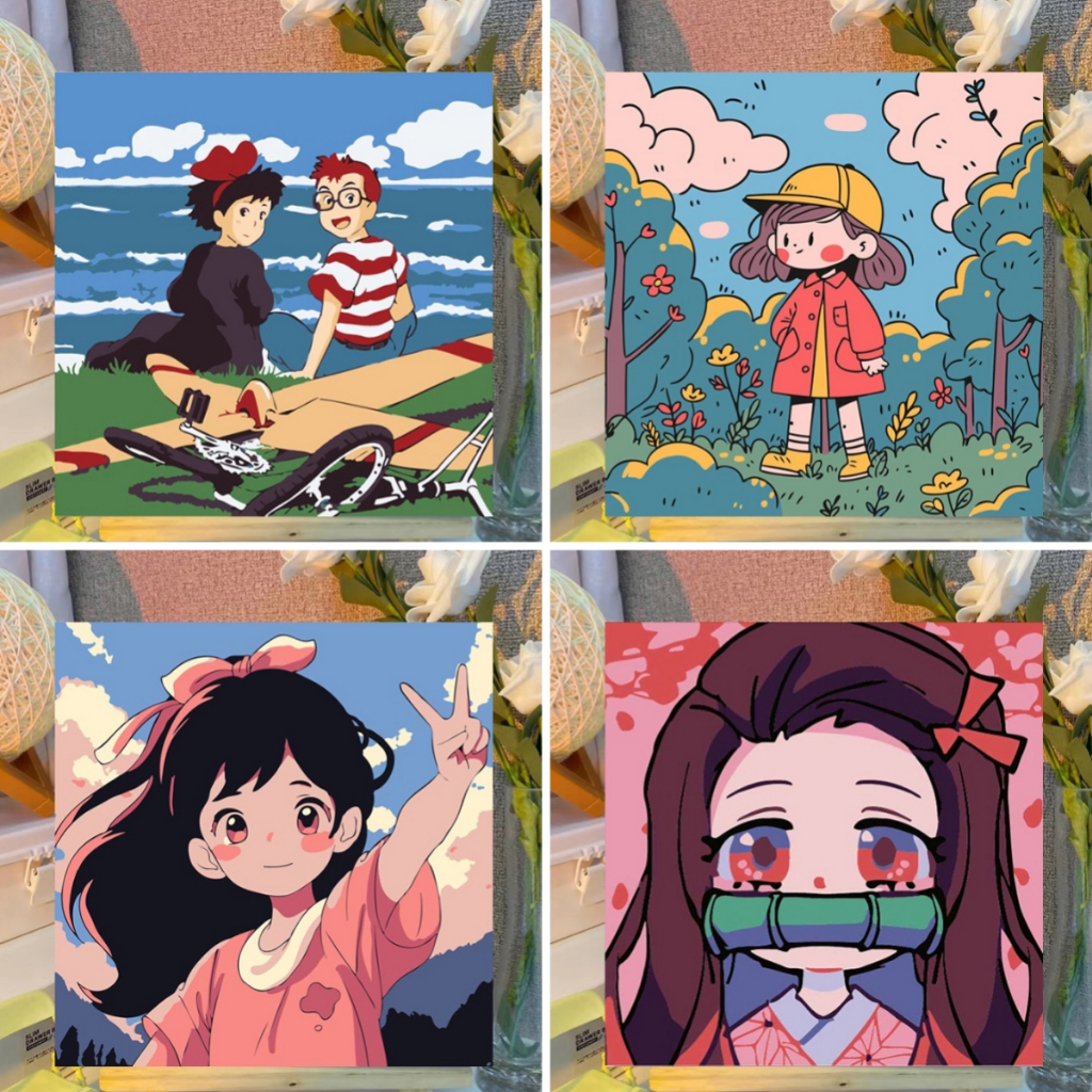 [รวมกรอบ] ระบายสีตามตัวเลข ภาพวาดตกแต่งอะคริลิก ของเล่นวาดภาพ ของขวัญเด็ก กระตุ้นจินตนาการ