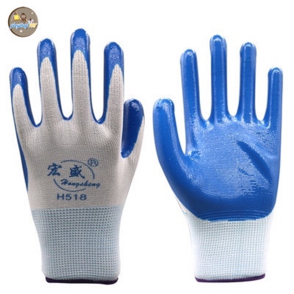 #380 ถุงมือเคลือบยาง ถุงมือทำงาน ทำสวน กันลื่น กันบาด