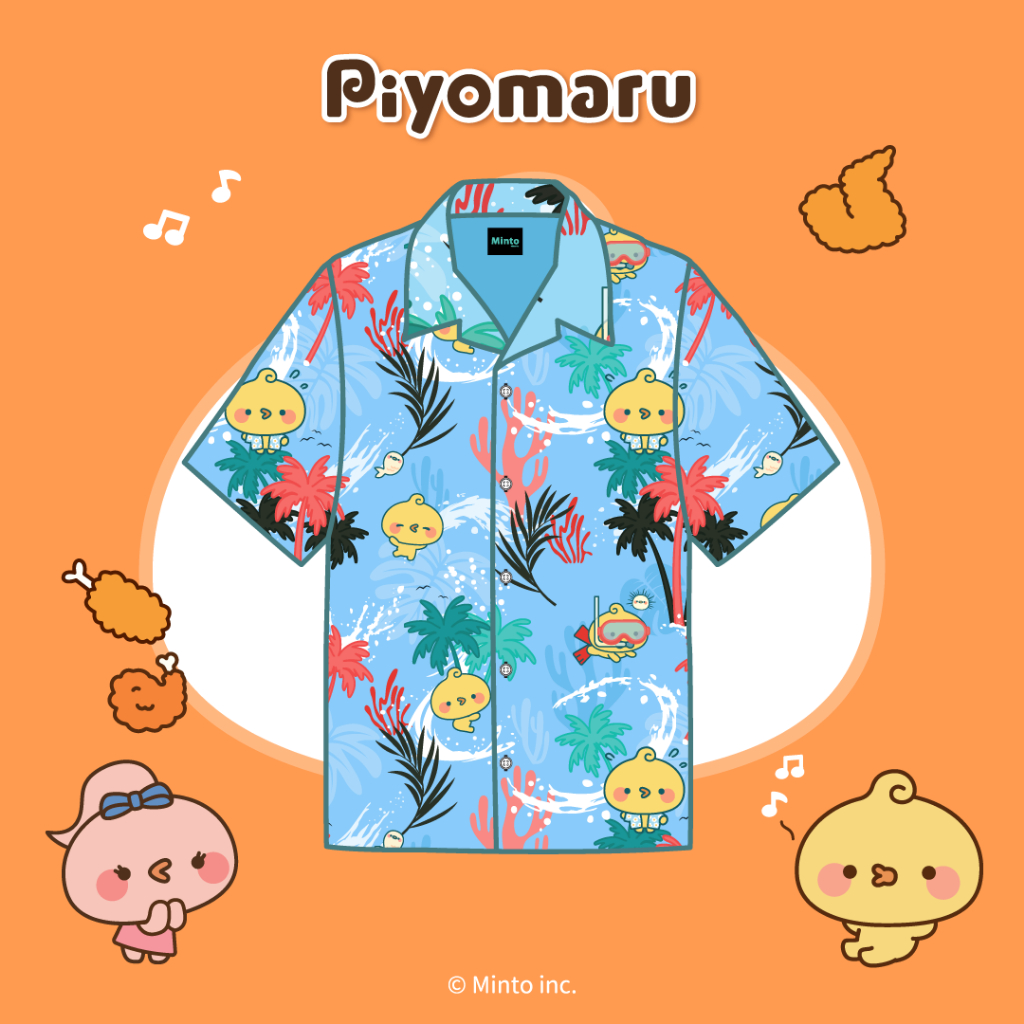 Shirt Hawaii Piyomaru Songkran Blue Sea