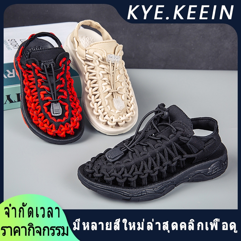 จัดส่งที่นครปฐม รองเท้าเด็ก Uneek ของเด็กเล็ก รองเท้าแตะเด็กผู้ชาย สาว ๆ สบาย 25-35 ทอผ้าเชือก