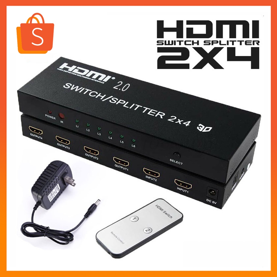HDMI 4K*2K 1080P 3D 2x4 Matrix HDMI Video Switch Splitter