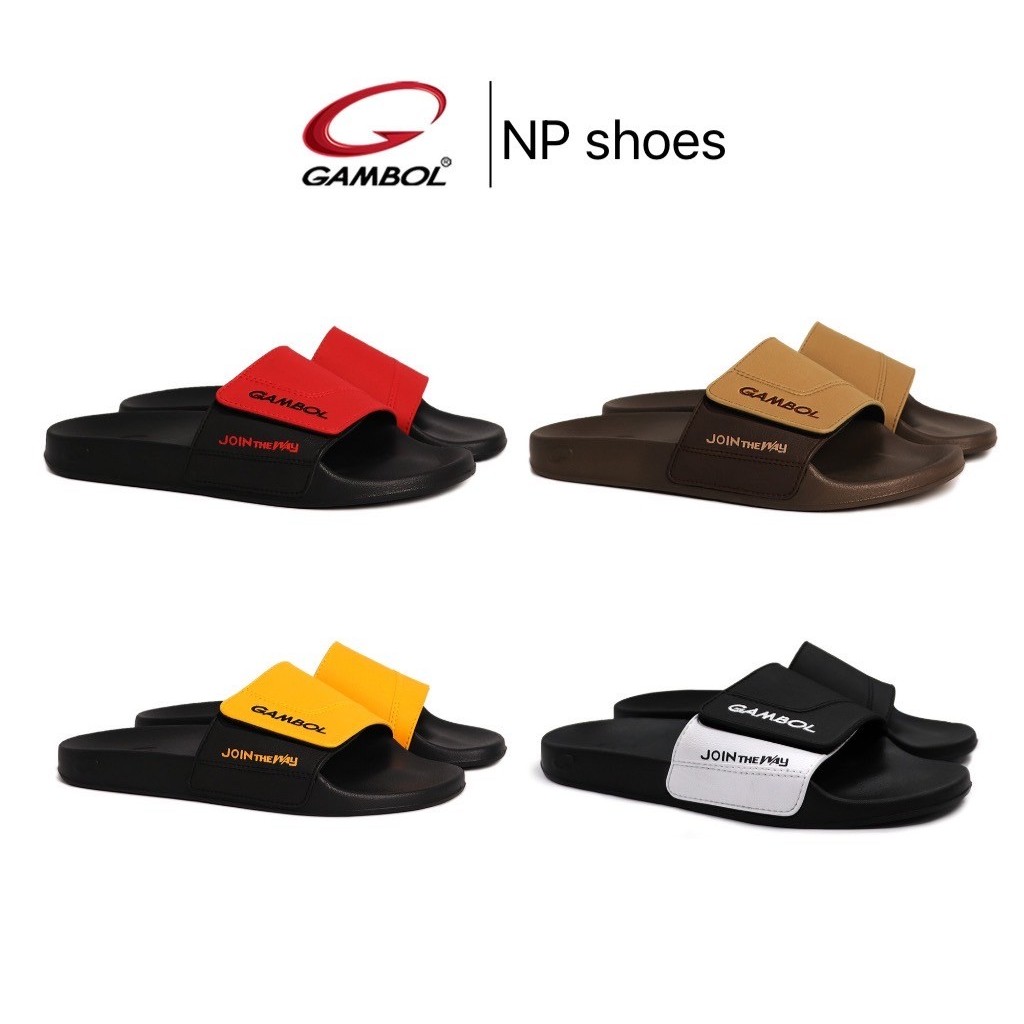 (ลูกค้าใหม่ราคา1บาท)🩴 GAMBOL แกมโบล รุ่น 43106 🩴รองเท้าแตะชาย หญิง สีดำ,กรม,นำ้เงิน,แดง,ขาว,ครีมตาล