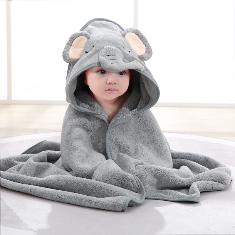 พร้อมส่ง!! ผ้าเช็ดตัวเด็ก ผ้าคลุมอาบน้ำเด็ก ผ้าห่อตัวเด็กลายการ์ตูนน่ารักๆ ขนกำมะหยี่ ซับน้ำได้ดี 80x80ซม.