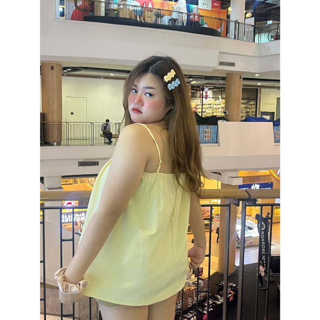 CiCi Plus+(3137)เสื้อสายเดี่ยว ดีเทลสม๊อค ปรับสายได้ ใส่สบายเหมาะสำหรับหน้าร้อน ขนาด - รูปที่ 5