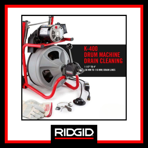 เครื่องล้างท่อ แบบกระปุกสาย RIDGID รุ่น K-400 เครื่องมือช่าง เครื่องทะลวงท่อ งูเหล็ก คุณภาพดี