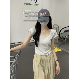 10สี เสื้อครอปสีขาว เสื้อยืดผู้หญิง สีพื้น เนื้อผ้านุ่มลื่นใส่สบาย #1502118