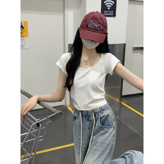 10สี เสื้อครอปสีขาว เสื้อยืดผู้หญิง สีพื้น เนื้อผ้านุ่มลื่นใส่สบาย #1502118