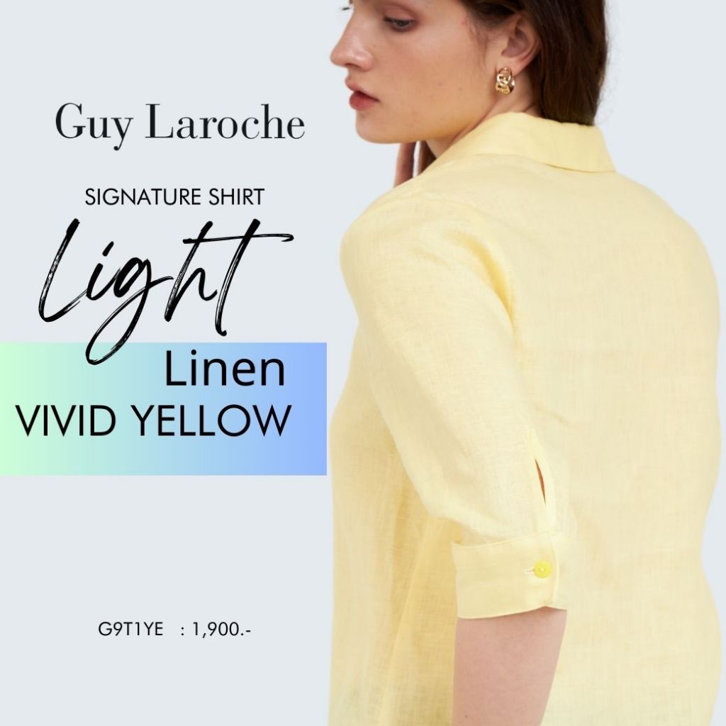 Guy Laroche เสื้อผู้หญิง เสื้อเชิ้ตผู้﻿หญิง linin shirt  สีเหลือง (G9T1YE)