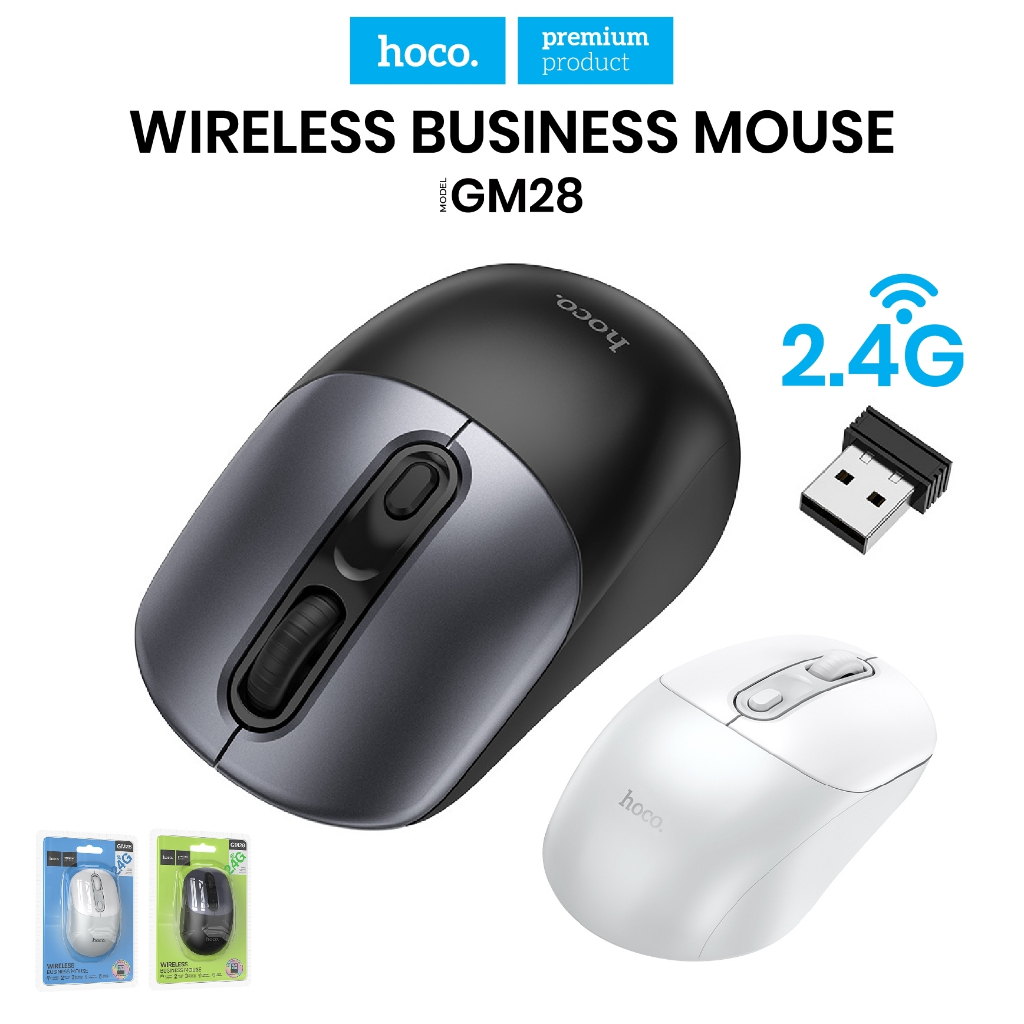 HOCO GM28 เมาส์ไร้สาย เชื่อมต่อ USB 2.4G ความเร็ว 800 - 1600 DPI รองรับคอมพ์ โน้ตบุ้ค เมาส์ Wireless Mouse