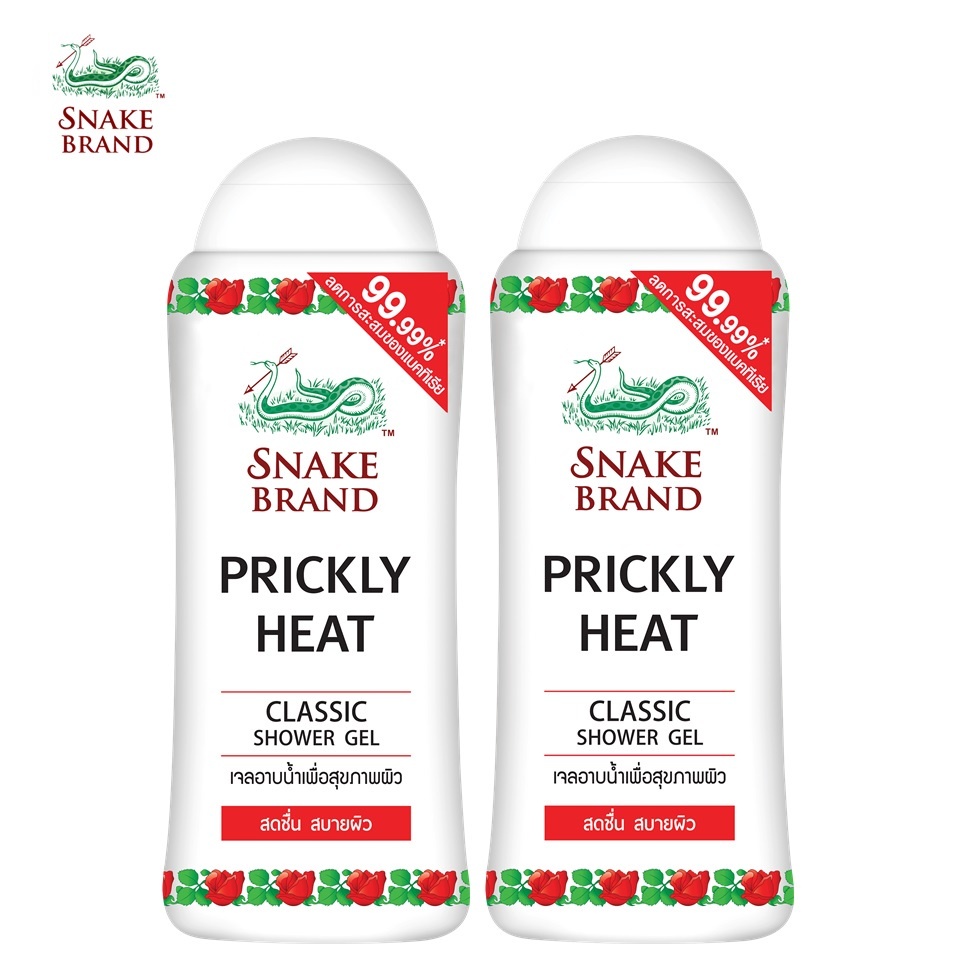 Snake Brand เจลอาบน้ำตรางูสูตรเย็น ปริกลี่ฮีท คลาสสิค 180 มล.(แพ็คคู่)