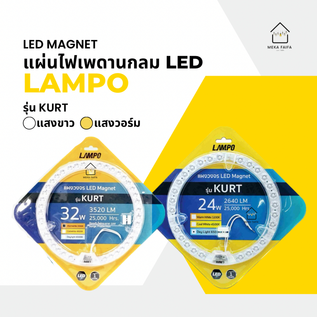 แผ่นไฟเพดานกลม LED Magnet ไฟแผง รุ่น KURT 24W/32W