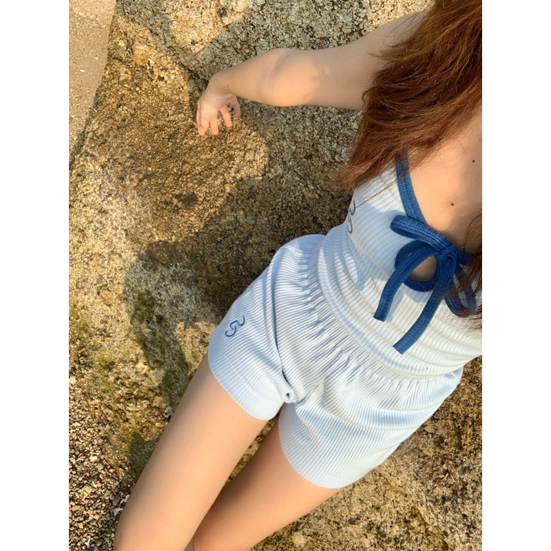 ชุดเช็ตสายเดี่ยว summer set Sky