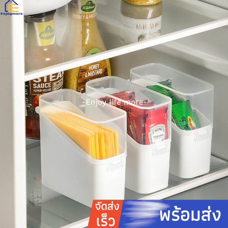 Enjoymore กล่องจัดระเบียบในตู้เย็น พร้อมฝาปิด อเนกประสงค์ ประหยัดพื้นที่