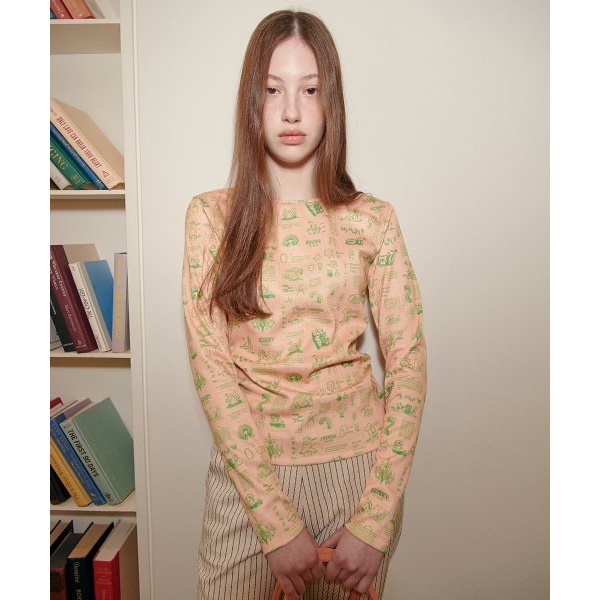 (พรีออเดอร์ 🇰🇷) SINOON - CARTOON GRAPHIC RIBBED TOP