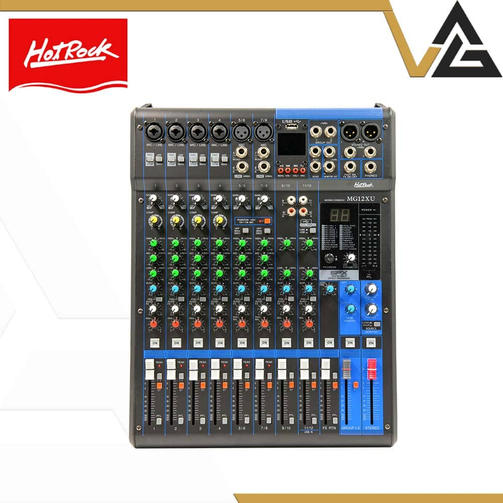 HOTROCK มิกเซอร์ MG-12XU Mixer 12 Input เครื่องผสมสัญญาณเสียง หมาะสำหรับการนำไปใช้ในงานที่หลากหลาย