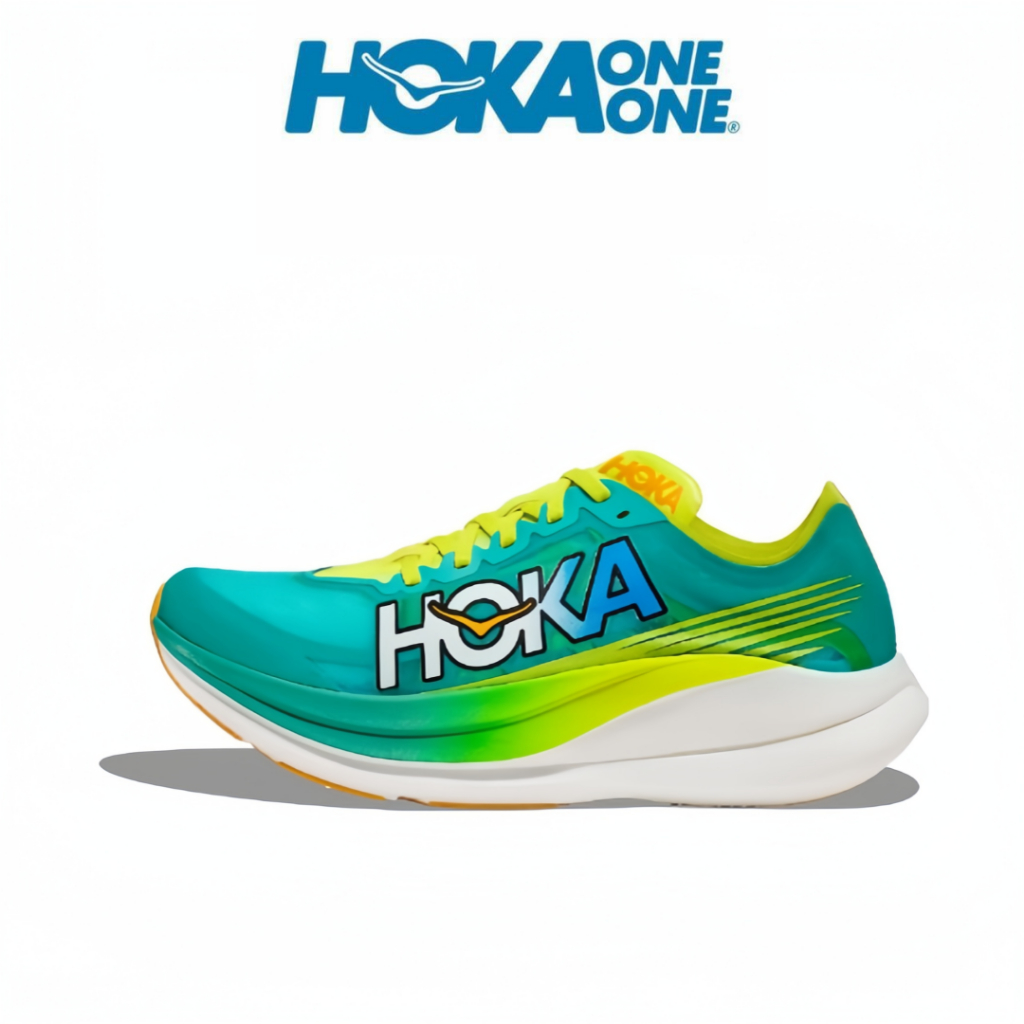 HOKA ONE ONE U ROCKET X 2 เหลือง - เขียว ของแท้ 100 % รองเท้า รองเท้าวิ่ง รูปแบบ
