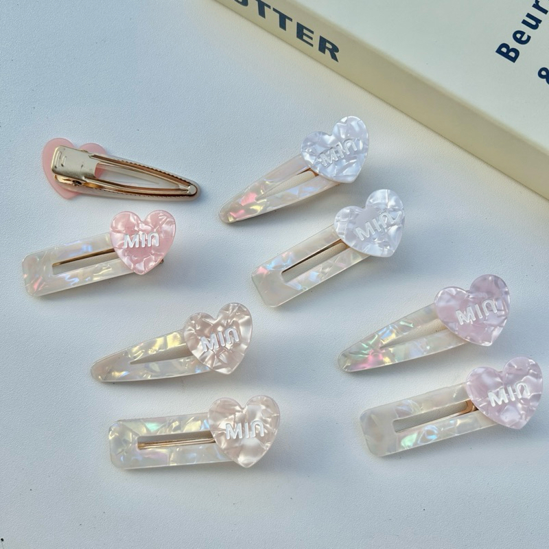 พร้อมส่งจากไทย B-09กิ๊บติดผมแฟชั่นหินอ่อนminรูปหัวใจ 1คู่(2ชิ้น/เซท) กิ๊บหินอ่อนเกาหลี