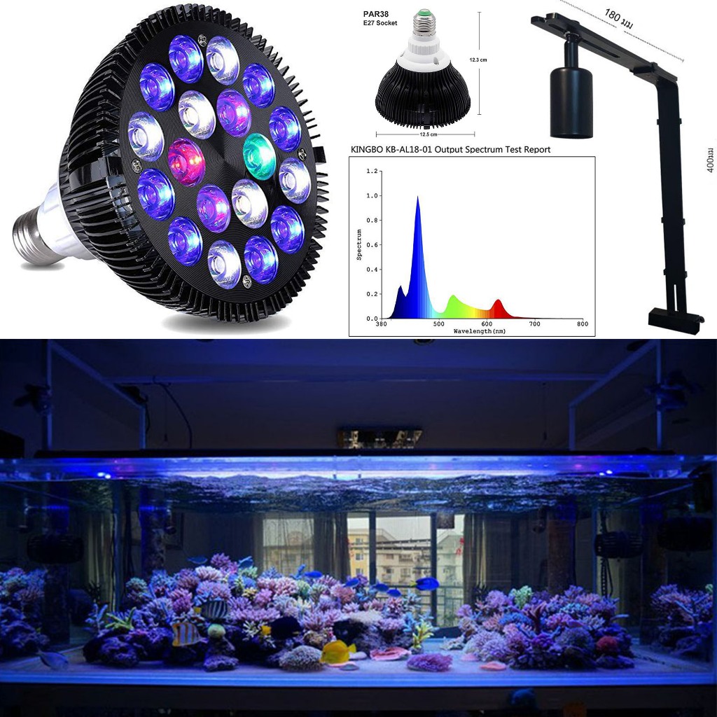 ไฟตู้ปลา ตู้ทะเล LED Aquarium PAR38 ไฟปะการัง 18W 36W full spectrum แยกหลอด และ ขาไฟ