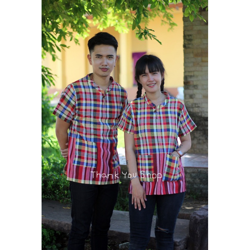 เสื้อผ้าขาวม้า คอจีน