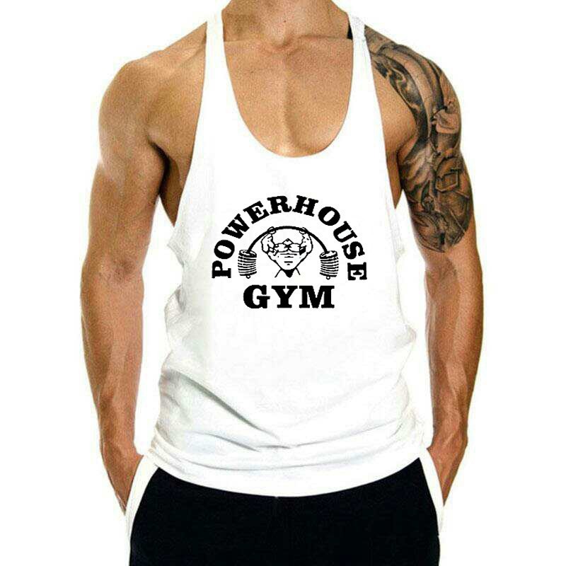 เสื้อกล้าม เสื้อเพาะกาย Men's Power House Gym ผ้าฝ้ายพิมพ์ลายกราฟฟิค Men's PH Workout Sport Muscle T