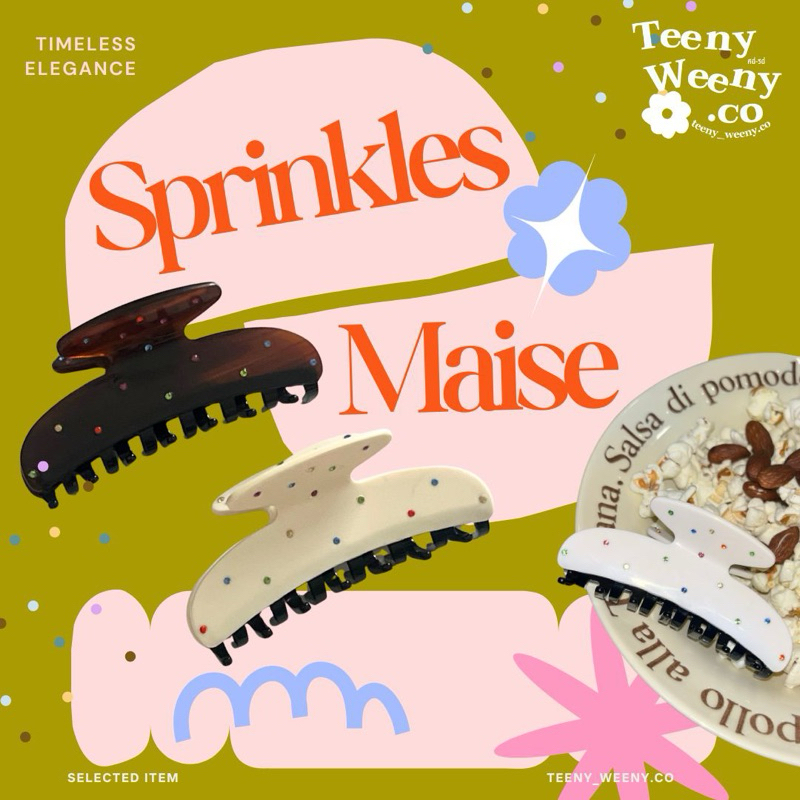 พร้อมส่งทุกสี! กิ๊บหนีบผม Sprinkles Maise พร้อมส่งร้านไทย กิ๊บพรีเมียมประดับคริสตัล——-teenyweeny.co