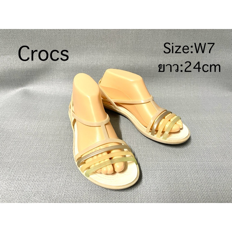 Crocs คร็อคส์ รองเท้ารัดส้น สายหลายสีพาสเทลน่ารักมากๆ รองเท้าเพื่อสุขภาพ มือสองของแท้ สภาพดีมาก