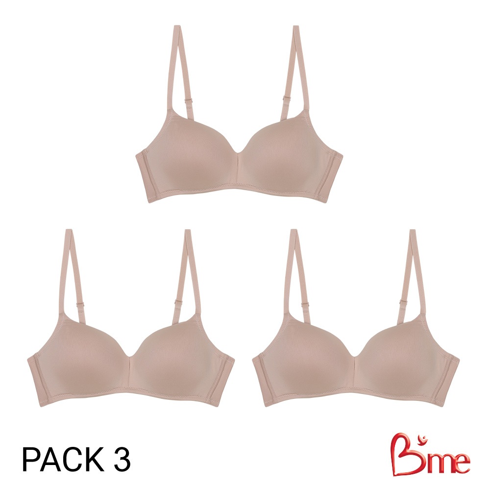 B'me เสื้อชั้นใน รุ่น ME1A90 (แพ็ก 3 ตัว) สีดำ สีนู้ด สีโอวัลติน สีดำ+สีโอวัลติน, สีนู้ด+สีโอวัลติน