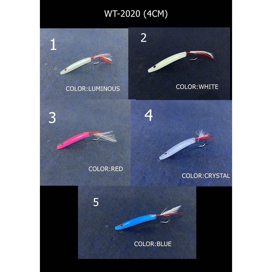 เหยื่อหางลูกหนู sumo สำหรับตกปลาฝูง มี 5สี ขนาดเหยื่อ 4cm